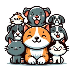 Naklejka premium A group of cartoon animals eyecatching optimized engaging vector optimized.