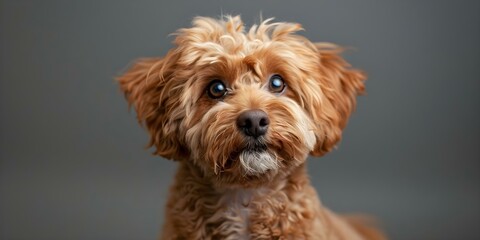 Adorable Terrier Poodle Combination. Concept Pet Photography, Terrier Breed, Poodle Breed, Crossbreed, Dog Portraits