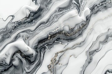 Abstract marble texture with black, white, and gold accents.