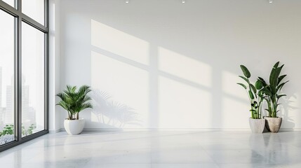 minimalist interior empty white wall in modern living room architectural photography