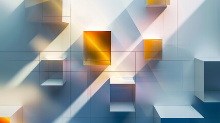 3d Empty White color technology concept geometric square background. square 3d Modern Abstract white background design. Minimal geometric white light background abstract design.