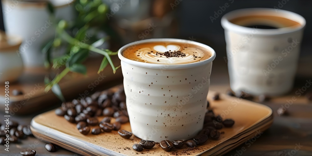 Wall mural coffee paper cup mockup for branding and design presentation. concept coffee cup, mockup, branding, 