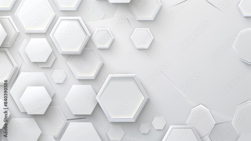 Sticker white 3d hexagon pattern