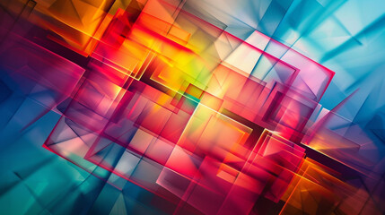 Fototapeta premium Trendy simple square colorful gradient abstract background with dynamic square line light glow effect.