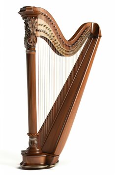 recommend clip art: A realistic harp isolated on a white background