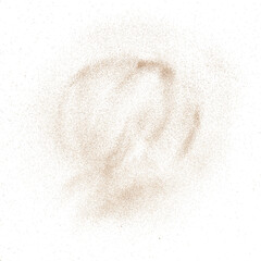 3D rendering of sand granules or fine dirt in circular motion on transparent background