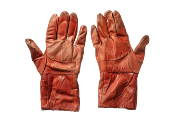 Pair of Red Leather Gloves Isolated on White Background
