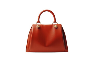 Red Leather Handbag Isolated on White Background