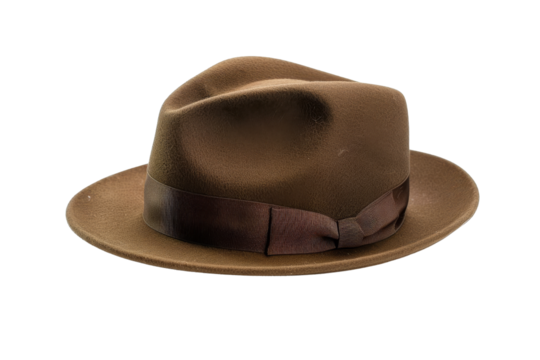 Brown Fedora Hat with Ribbon
