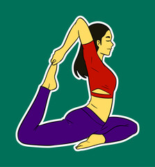 Sticker Illustration of a Woman Doing Yoga