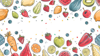 wallpaper or Frame of different exotic fruits on background, Space for text