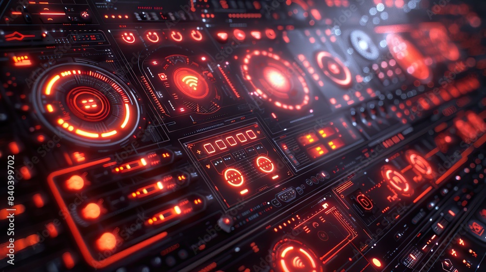 Poster shapes icons hud ui gui interface elements cyberpunk wireframe modern set of retrofuturistic graphic