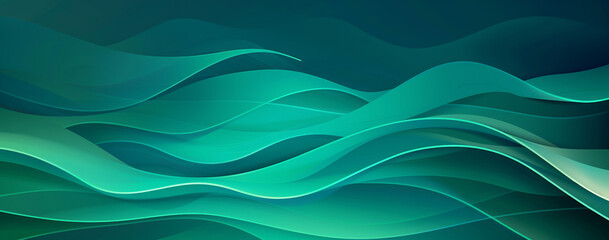 Turquoise and Lime Green Gradient Background with Waves in Minimalist Design