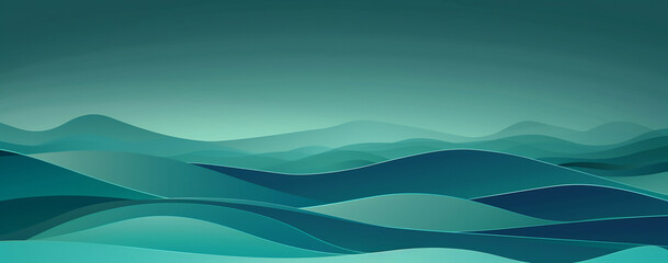Fototapeta premium Teal and Cyan Gradient Background with Waves in Minimalist Design