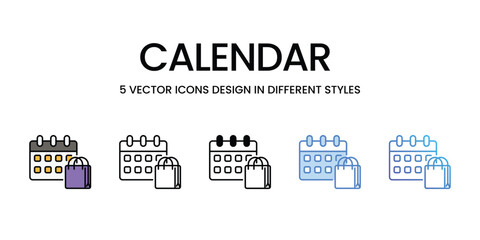 Calendar icons vector set stock illustration.