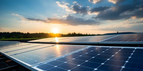 Solar panels on sleek modern home roof centered copy space selective focus. Concept Sustainable Living, Solar Energy, Modern Architecture, Green Technology, Focus on Sustainability