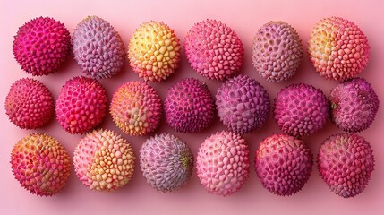   A close-up of vibrant fruit on a soft pink backdrop, featuring just a few juicy pieces in the center