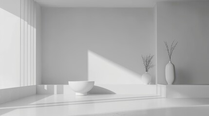Fototapeta premium Clean white space with a large empty area and a smooth background.