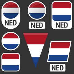 Fototapeta premium Netherlands flags collection. Dutch flags of different shapes. Vector illustration