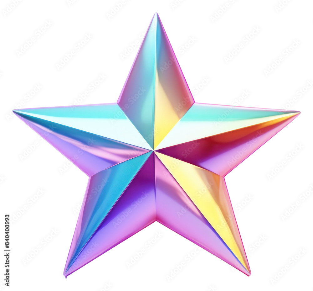 Poster PNG  Star icon iridescent white background celebration decoration.