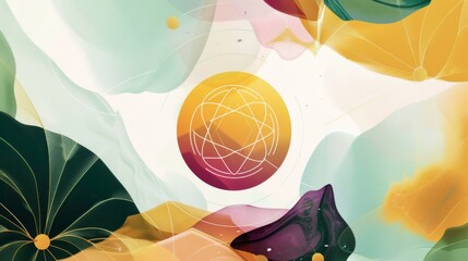 Digital illustration featuring a metaphysical enneagram symbol