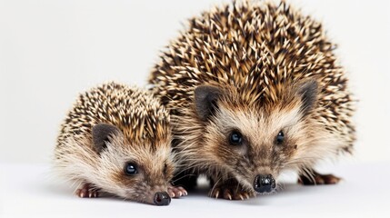 Two hedgehogs sit side by side, showcasing their prickly friendship