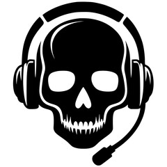 Silhouette of a skull wearing a headset
