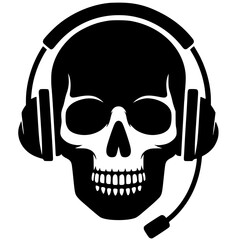 Silhouette of a skull wearing a headset