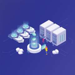 Abstract geometric dots connection on white background. Abstract hexagon technology connect for concept design.