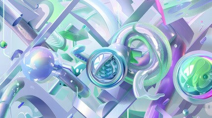 Fototapeta premium Digital illustration featuring a robotic nano machine