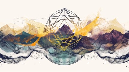 Digital illustration featuring a metaphysical enneagram symbol