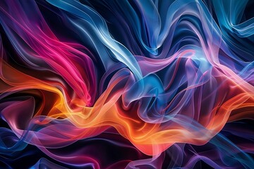 Naklejka premium colorful random movement multicolor waves in the dark background, abstract waves