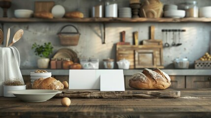 Artisan Bakery Freshly Baked Bread Rustic Kitchen and Blank Business Cards