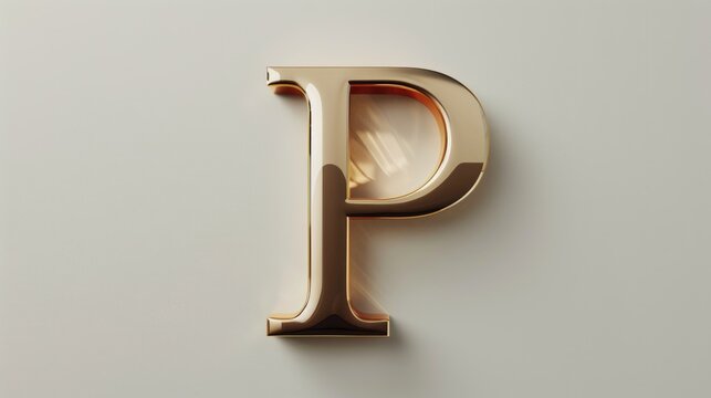 A gold letter P is placed on a white wall, providing a simple yet elegant design element