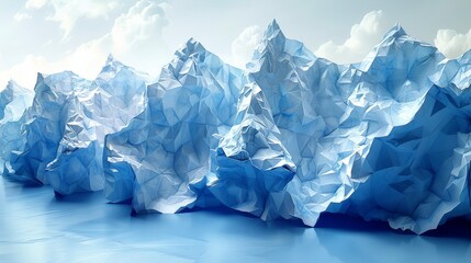 A Paper Mountain Range Under a Cloudy Sky. Generative AI