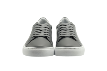 Grey Leather Sneakers with White Sole