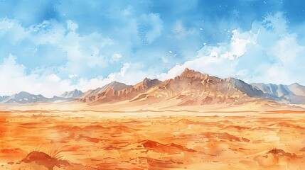 Fototapeta premium watercolor This is a beautiful painting of a desert landscape