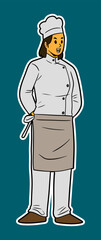 Female Chef Doodle Sticker Illustration