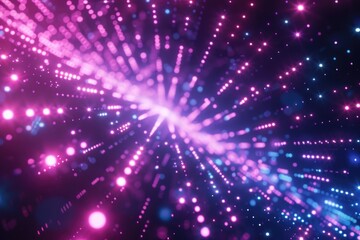 Obraz premium Aerial light installation suspended above the ground with various colors and patterns