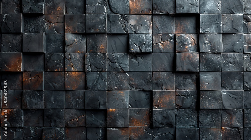 Poster the wall is formed from tiles arranged in an alternating pattern a rectangular polished background with futuristic blocks forms the background.stock image