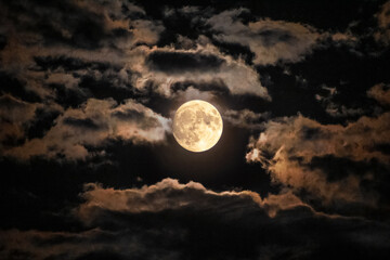 Full moon in the night sky