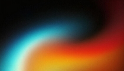  Grainy noisy poster background, dark blue orange red color wave black backdrop abstract head 