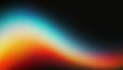  Grainy noisy poster background, dark blue orange red color wave black backdrop abstract head 