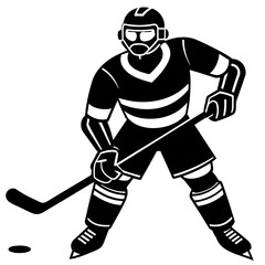 Hockey player silhouette vector illustration 