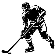 Hockey player silhouette vector illustration 