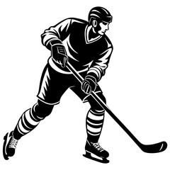 Hockey player silhouette vector illustration 