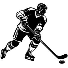 Hockey player silhouette vector illustration 