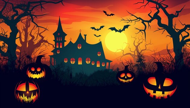 Haunted Horizon: Sunsets and Spectres on All Hallows' Eve, Creepy, Eerie, Horror, Ghostly, Fear,