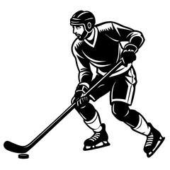 Hockey player silhouette vector illustration 