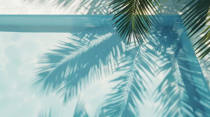 the pool with palm tree shadows. - summer vibes.